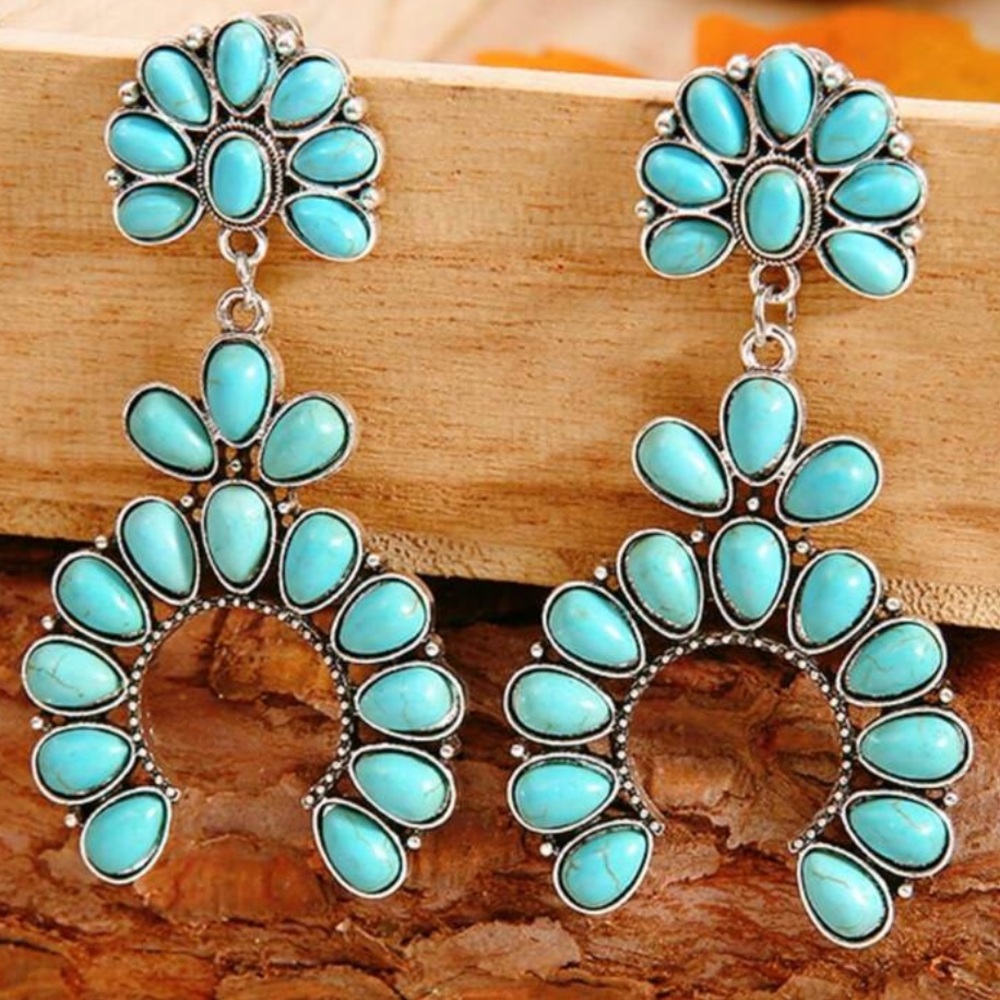 Turquoise And Silver Dangle Earrings
